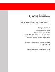 Practica Compuertas Logicas Plc Pdf Universidad Del Valle De M Xico