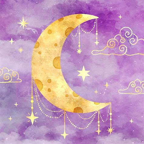 Premium Vector Watercolor Crescent Moon Illustration