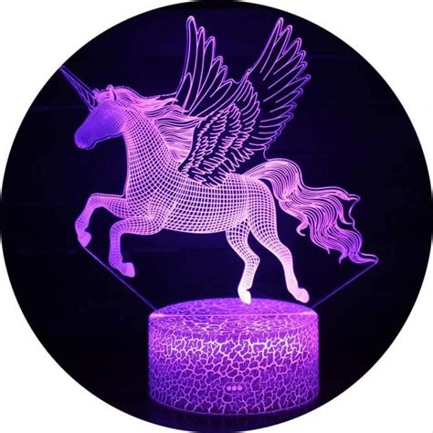 D Licorne Led Lampe Illusions Optiques Veilleuse Lampe Couleurs