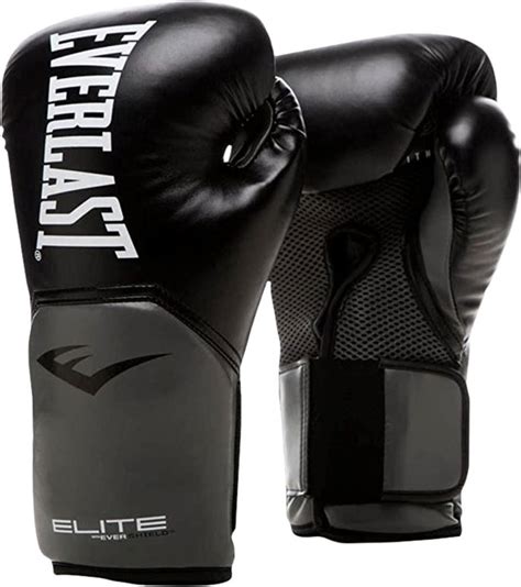 Боксерские перчатки Everlast Elite ProStyle 12 унций Черно-серые ...