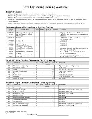 Fillable Online Engineering Sfsu Civil Planning Worksheet Fax Email