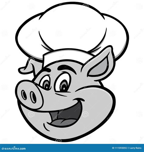 Pig with Chef Hat Illustration Stock Vector - Illustration of vector, domestic: 111593055