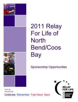 Fillable Online Relay Acsevents 2011 Relay For Life Of North Bend Coos