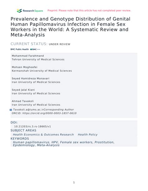 Pdf Prevalence And Genotype Distribution Of Genital Human