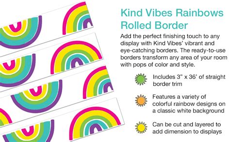 Carson Dellosa Kind Vibes Rainbow Bulletin Board Borders 36 Feet Of