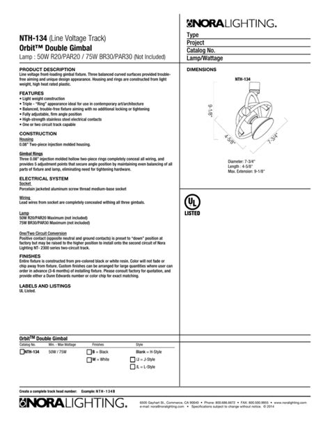 NTH 134 Line Voltage Track Orbit Double Gimbal