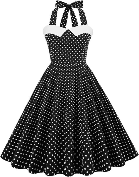 Sexy Retro White Polka Dot Dress Audrey Hepburn Robes Vintage Pin Up