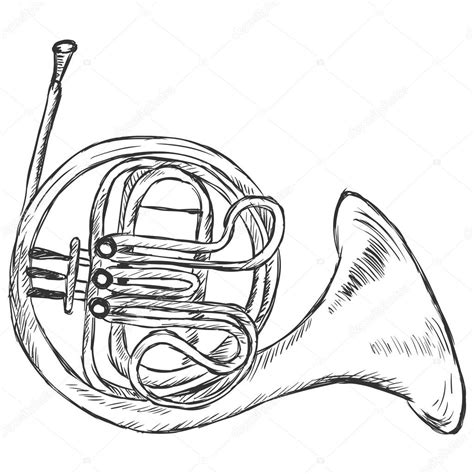 French Horn Drawing at GetDrawings | Free download