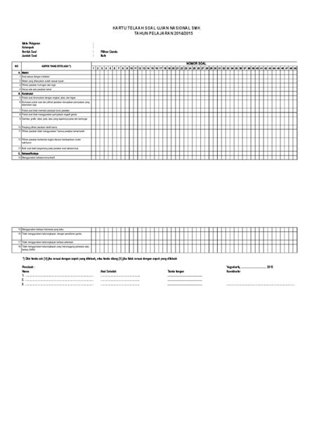 Kartu Telaah Soal Pdf