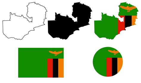 República De Zambia Mapa Conjunto De Iconos De Bandera 8132110 Vector