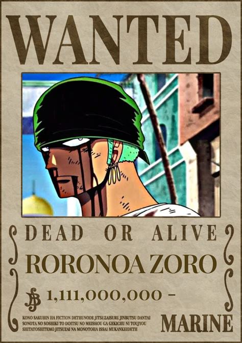 Roronoa Zoro Wanted Poster