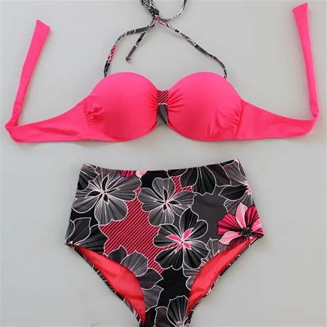 High Waist Bikinis Set Retro Swimwear Brazilian Swimsuit Bandeau