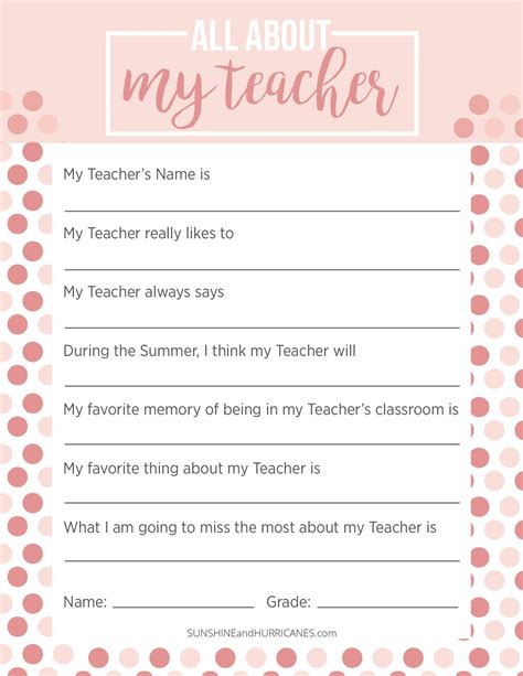 Free Printable For Teacher Appreciation