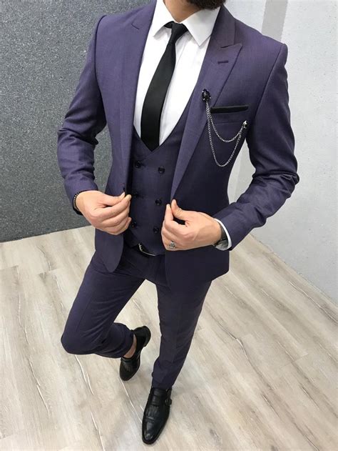 Buy Purple Slim Fit Plaid Wool Suit By Gentwith With Free Shipping