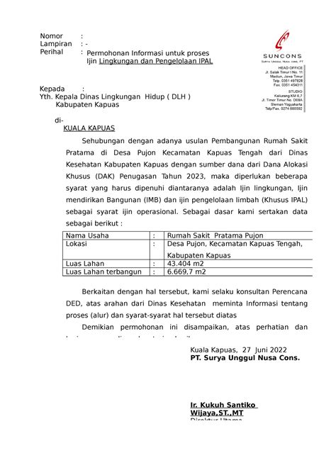 Surat Permohonan Arahan Dokumen Lingkungan Hidup Contoh Surat Porn My