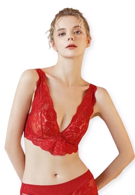 Jual Dear Eve Lingerie Millie Lace Underwire Bra Red Original 2023