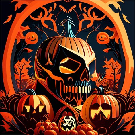 Premium Vector Dreams Cast On Canvas Pumpkin Skull S Incantation For