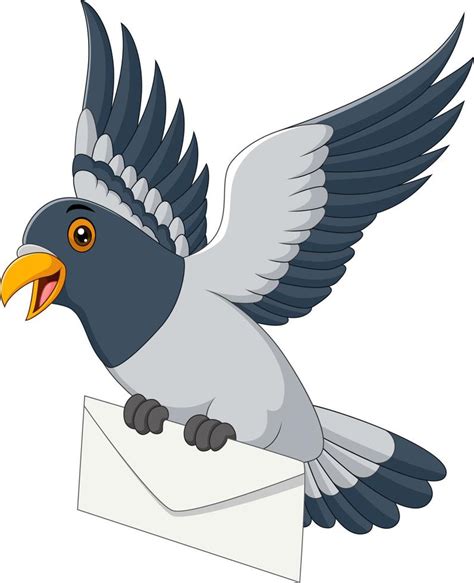 Cartoon Funny Pigeon Delivering Letter Vector Art At Vecteezy