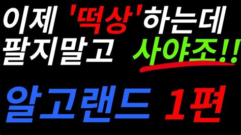 오래 기다리셨습니다 드디어 알고랜드 떡상 비트코인 이더리움 알고랜드 리플 밈코인 YouTube