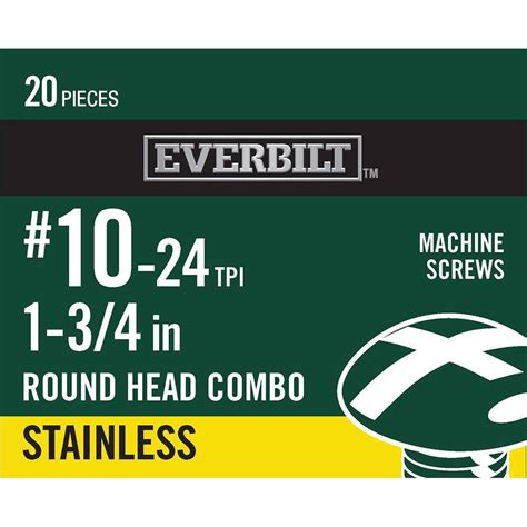 Everbilt 10 24 X 1 3 4 In Stainless Steel Combo Round Head Machine