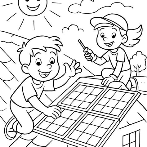 photovoltaic system coloring page bubbely