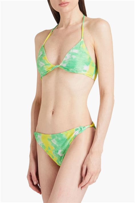 Ganni Twisted Printed Triangle Bikini Top The Outnet