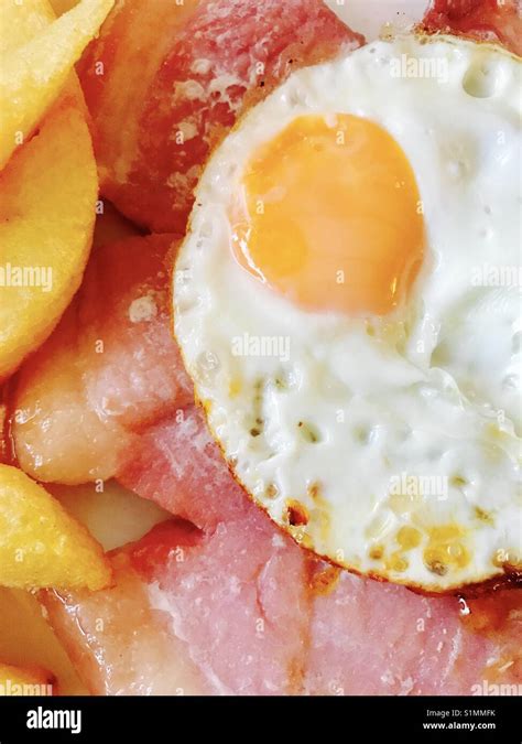 Gammon, egg and chips Stock Photo - Alamy