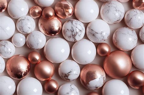 Premium Photo Rose Gold Sphere And White Marble Balls Abstract Background