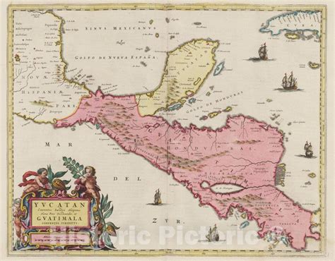 Historic Map Guatemala Yucatan Central America Yvcatan Et Gvatimala