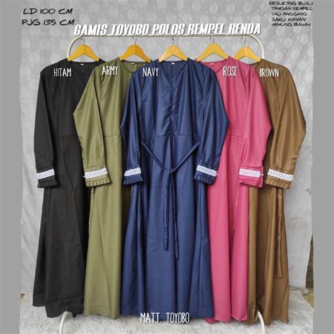 Jual Gamis Katun Toyobo Premium Polos Muslimah Dewasa Terbaru Lengan