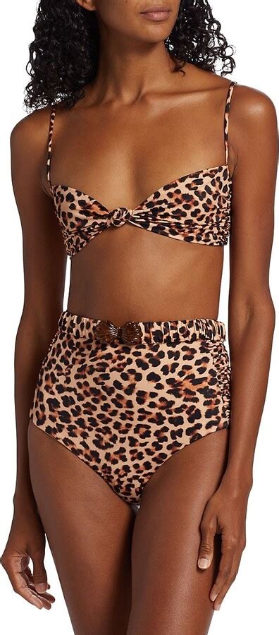 Johanna Ortiz Mirame Leopard Print Knot Bikini Top Shopstyle Two