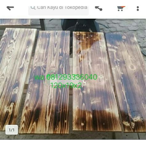 Jual PAPAN KAYU JATI BELANDA 120X19 5X2CM WARNA BAKAR DAN VERNIS