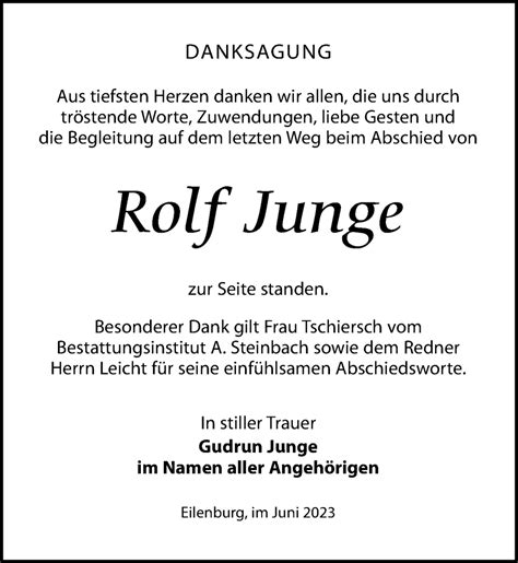 Traueranzeigen Von Rolf Junge Trauer Anzeigen De