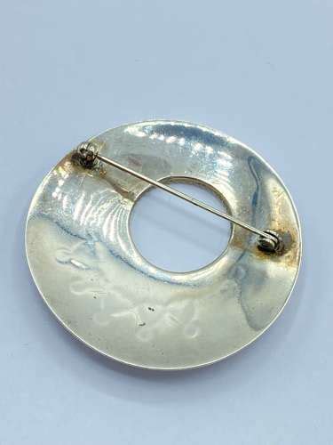 Beautiful Vintage Sterling Silver Artisan Modernist Brooch Signed Emz