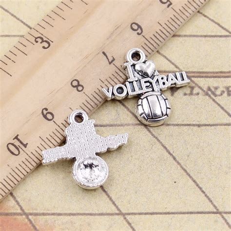 20pcs Charms I Love Volleyball 21x20mm Tibetan Bronze Silver Color Pendants Antique Jewelry