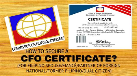 How To Secure A Cfo Certificate Also Known As Pre Departure