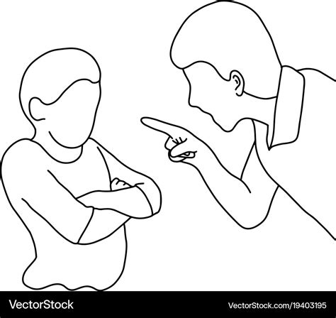 Dad Scolding His Son Outline Sketch Royalty Free Vector