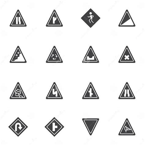 Road Traffic Signs Vector Icons Set Stock Vector Illustration Of Elements Risk 170261315