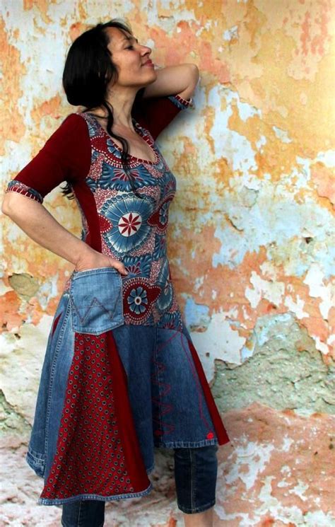 Denim Jeans Recycled Dress Tunic Hippie Boho Style Etsy Canada