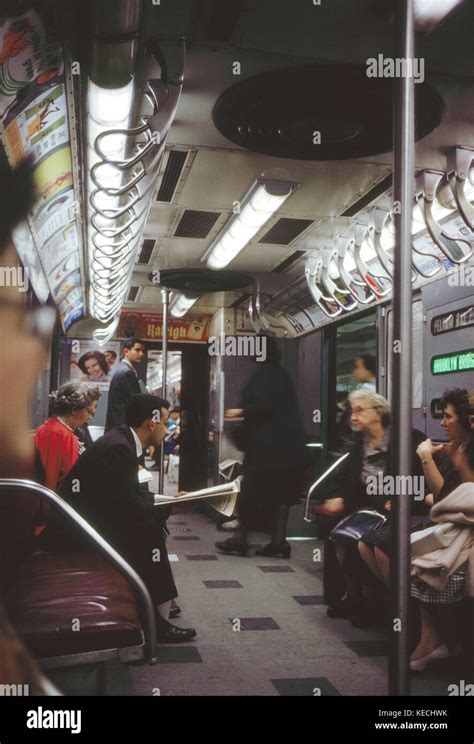 Group of People on Subway, New York City, New York, USA, July 1961 ...