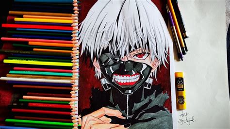 Tokyo Ghoul Kaneki Ken Colour Pencil Sketch Anime Youtube