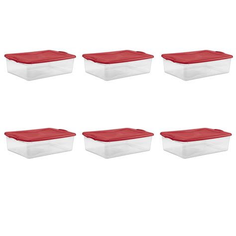 Sterilite Adult Plastic 32qt Latch Box Plastic Infra Red Set Of 6