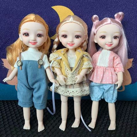 ตกตาFashionable New 19cm Doll 13 Movable Joint BJD 1 12 Doll DIY Naked Cute Smile Brown Big