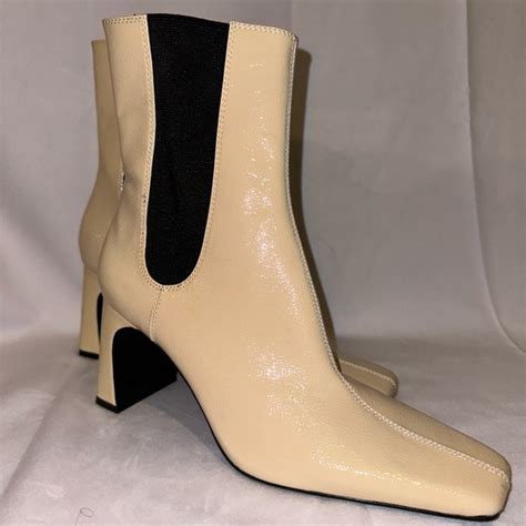 Zara Shoes Zara Nude And Black Square Extended Toe Bootie Poshmark