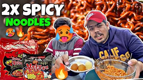 Spicy Korean Noodles Challenge 2x Korean Spicy Noodles Youtube