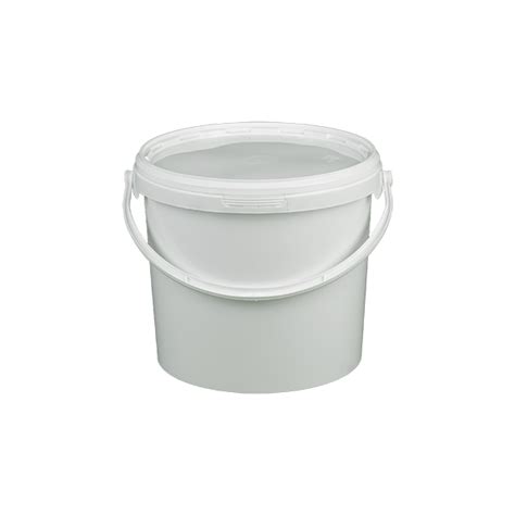 5L White Round Bucket With Tamper Evident Push Lid And Handle APC Pure