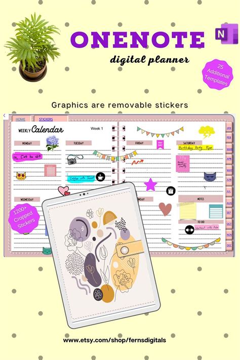 OneNote Digital Planner with 1200+ Stickers | Digital planner, Planner ...