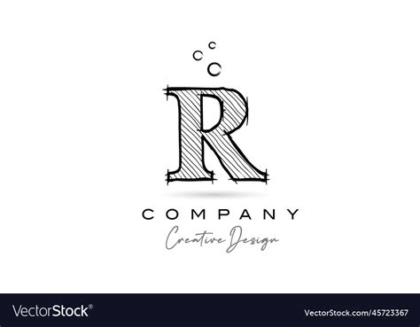 R black white alphabet letter logo icon Royalty Free Vector