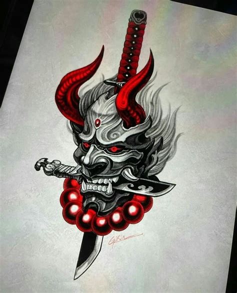 Oni Mask Tattoo Designs With Meaning Tattoosboygirl Oni