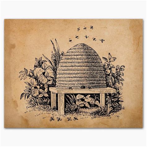 Vintage Beehive Beehive Art Beehive Print Apiary Beekeeper Bee Keeping